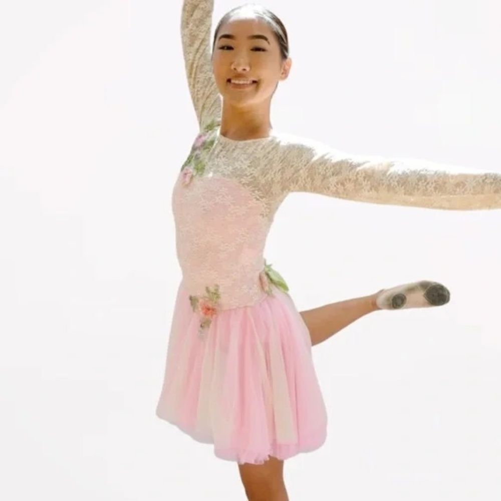 Costume Gallery Pink Multi Floral Lace Tulle Dress, Medium Child (Z3)